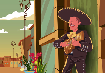 Mariachi playing guitar - Kostenloses vector #394975
